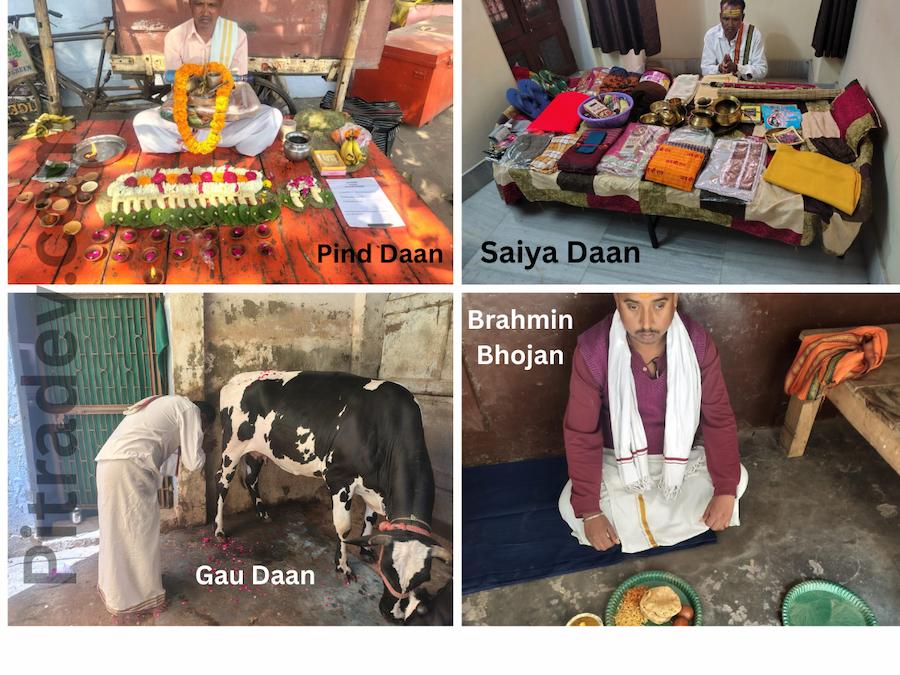 Online pind daan rituals with gau daan, brahmin bhojan and saiya daan ceremony